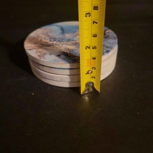 Set of Lahome Marble/Beach Pattern Ceramic Absor Drink Coasters With a Cork Back - Picture 5 of 5